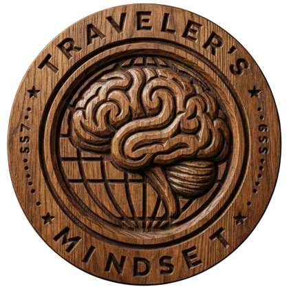 Hölzernes Traveler’s-Mindset-Logo